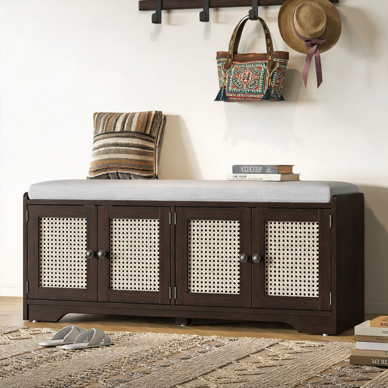 Shoe Bench, Beige/Espresso