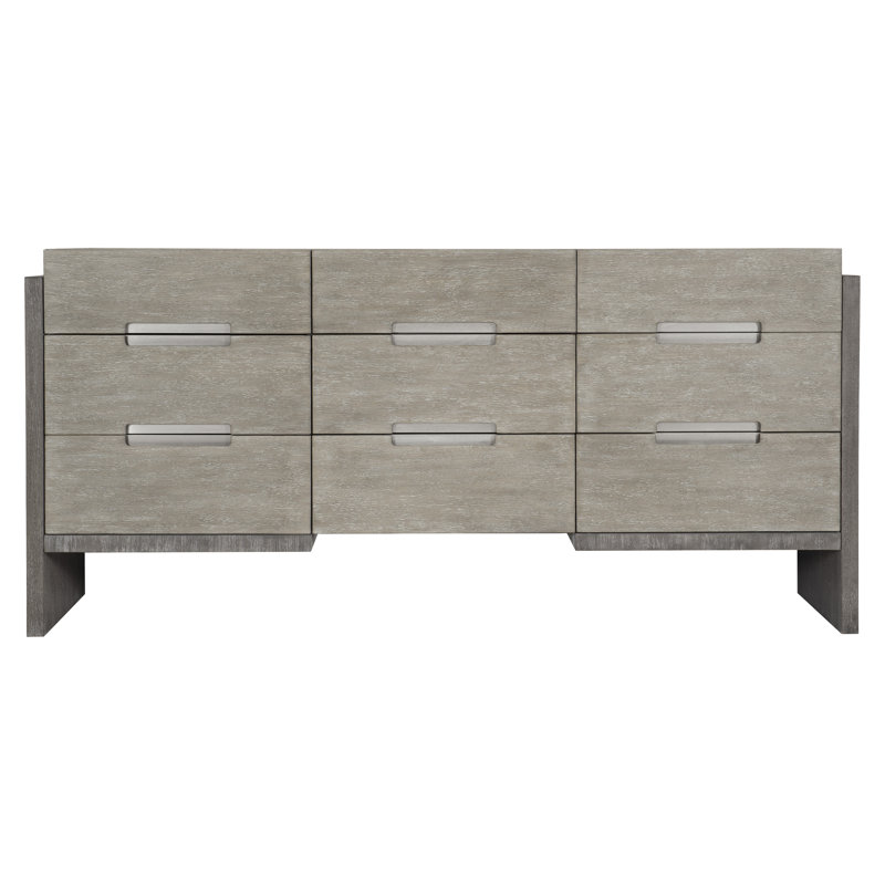 Transitional Brown Acacia 9-Drawer Soft Close Dresser