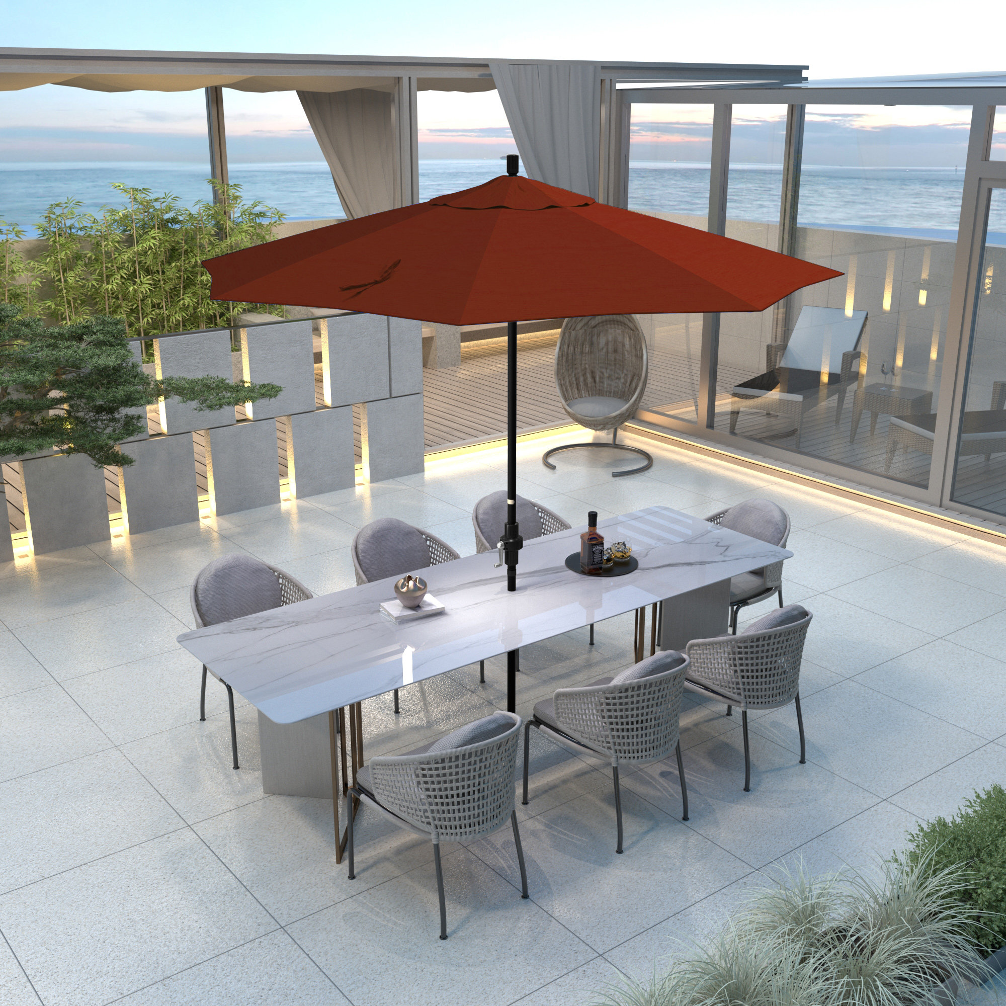 Savi 108'' Outdoor Umbrella, Brick Performance Canvas