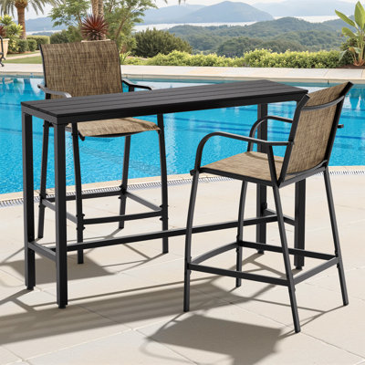 2-Person Patio Outdoor Dining Set (3-Piece Set, Rectangular Table)