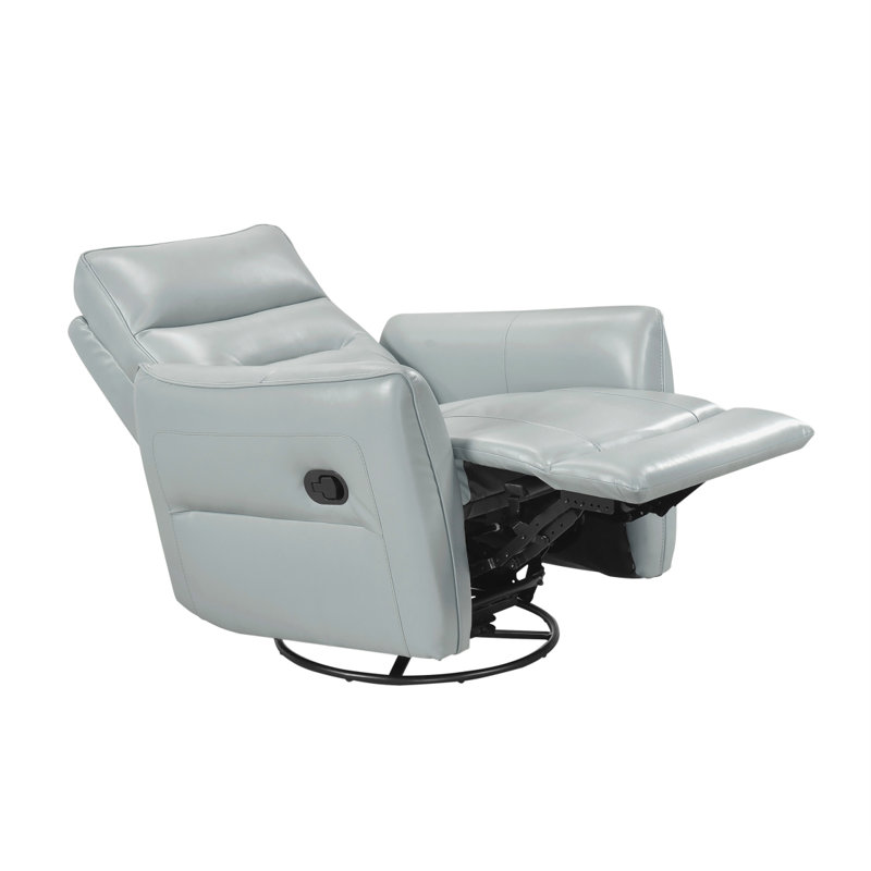1Pc Recliner Chair With Swivel Motion Luxurious Comfort  Upholstered Solid Wood Living Room Furniture, Aqua