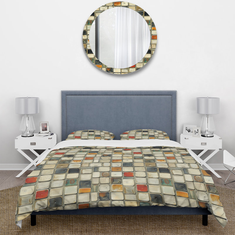 Ensemble de housse de couette beige clair Mid-Century Mosaic Tiles III - Mid-Century