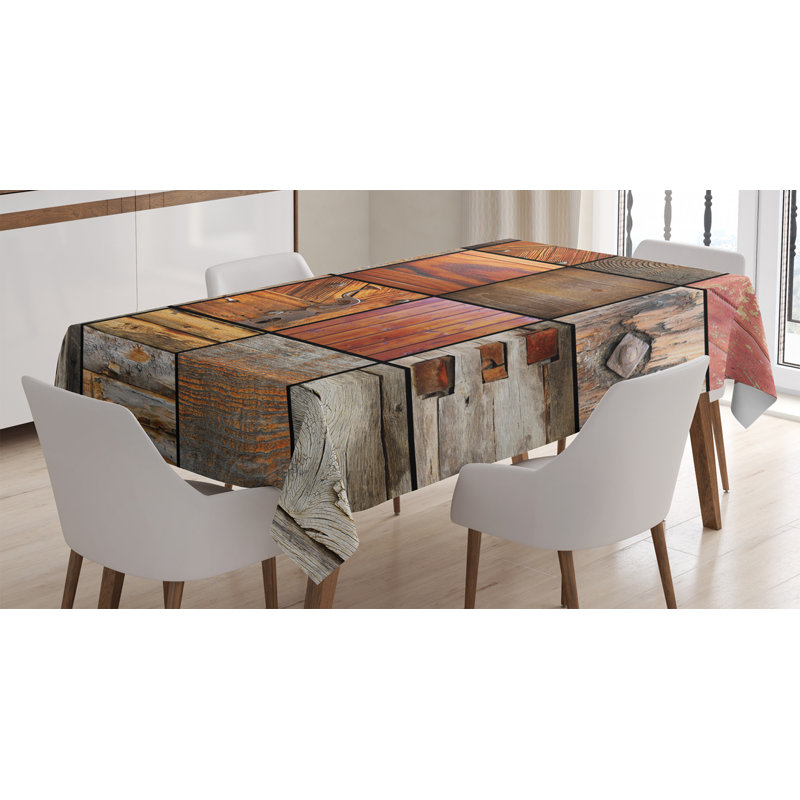 Assortment Of Different Wooden Architecture Elements Timber Door Key Print Tablecloth, 90" x 60"