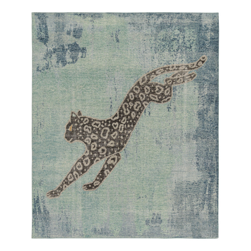 Distressed Homage Animal Print Area Rug, Rectangle 9' x 12'
