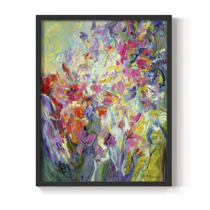 «Bold Flourish I», reproduction encadrée - bois massif, H 15 po x l 12 po, Noir, noir, noir, noir