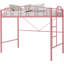 Lit mezzanine simple en métal avec échelle et garde-corps arqué, peu encombrant, rose-833129125