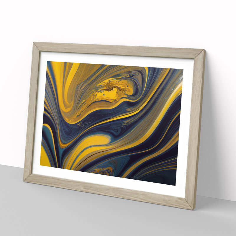 Abstract Marbling Art Vol.1 - Framed Print, 34cm H x 46cm W x 2cm D, Oak