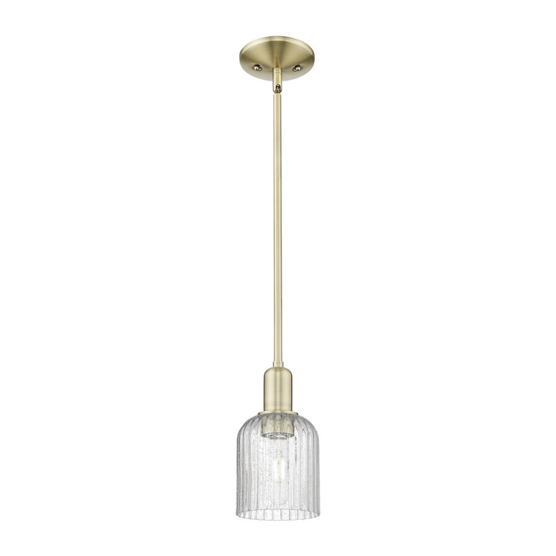 Downtown Urban - Voile de mariée - Mini-luminaire suspendu 1 tige, H 9,63 po x l 5 po x P 5 po, Grainé, Laiton antique