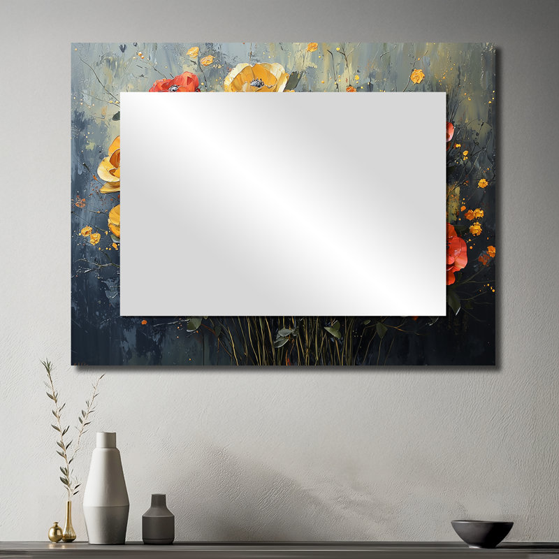 Sunset Hues Of Rose In The Wind I - Roses Decorative Mirror Wall Art - Printed On Metal, 30" x 40"