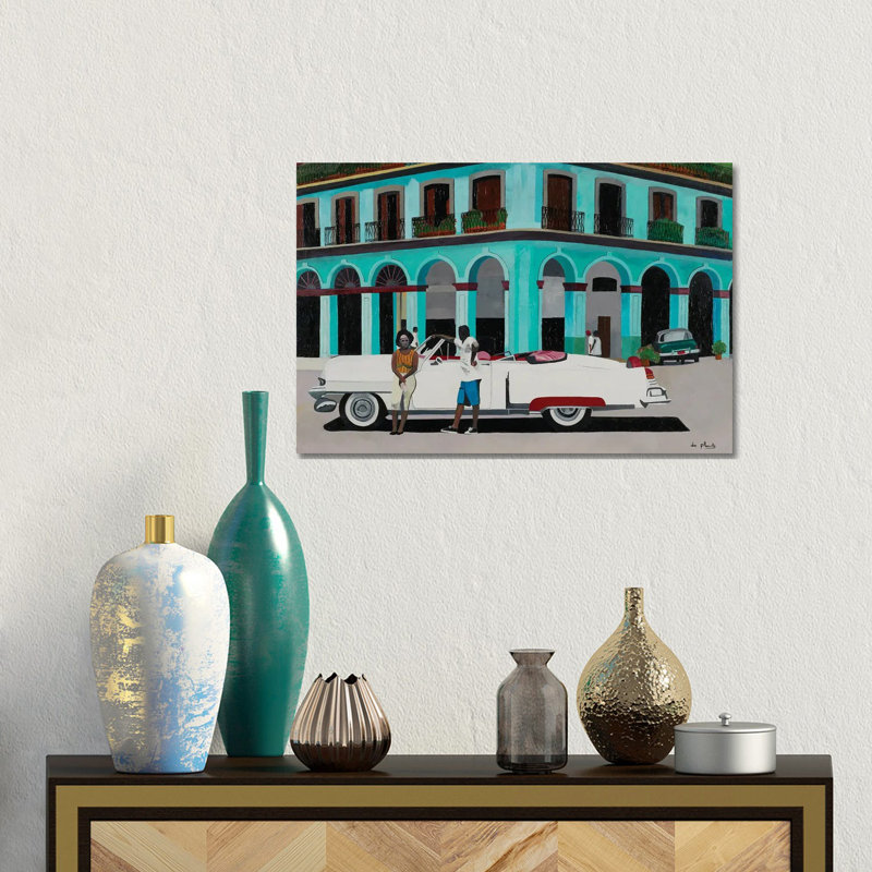 Turquoise Havana, Cuba - reproduction d'art sur toile tendue, H 12 po x l 18 po