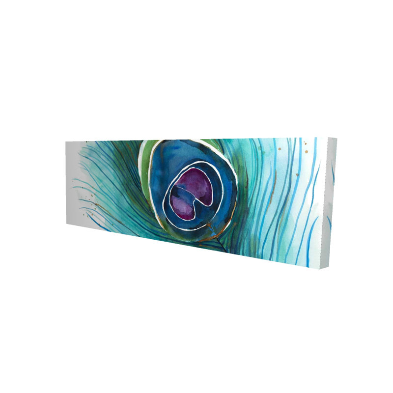 Plume de paon, art sur toile romantique, H 60 po x l 20 po