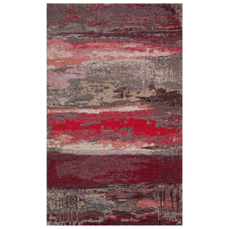 Tapis abstrait gris tissé à la machine Keeling, Tapis de couloir 2 pi 7 po x 9 pi 10 po