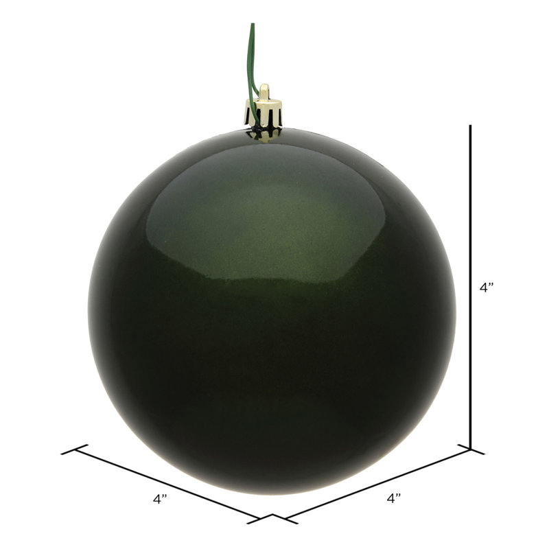 Ornement boule des Fêtes seulement, Vert mousse, H 4 po x l 4 po x P 4 po