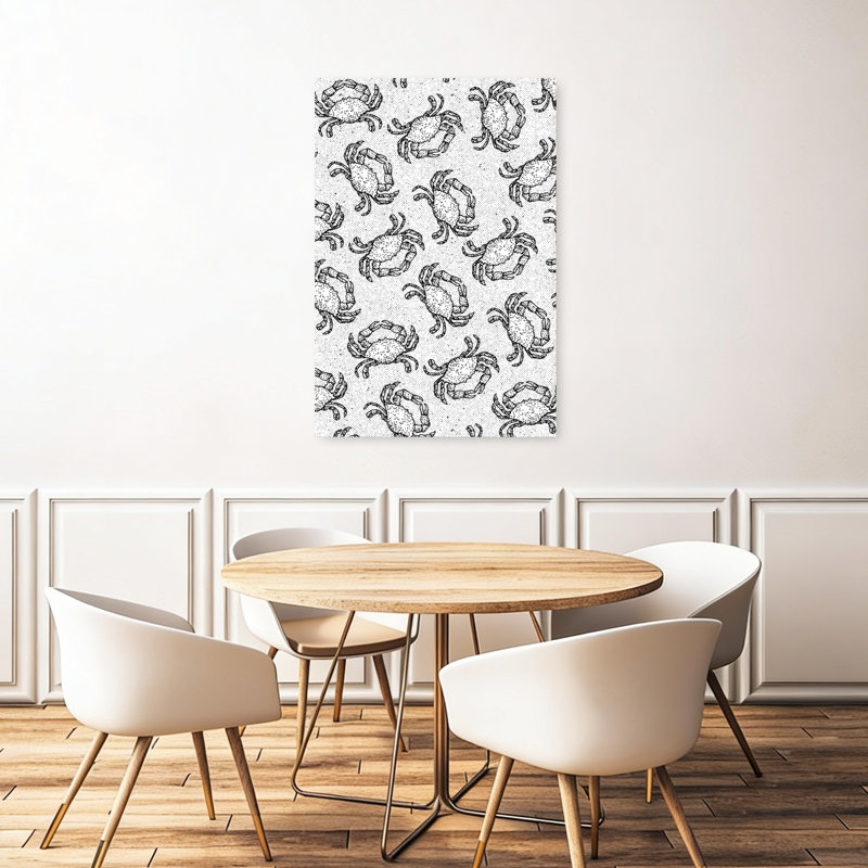 Nautical Crab Sketch Crab Coastal Wall Art Print by Nicholas - Wrapped Canvas Print, 121.92cm H x 81.28cm W