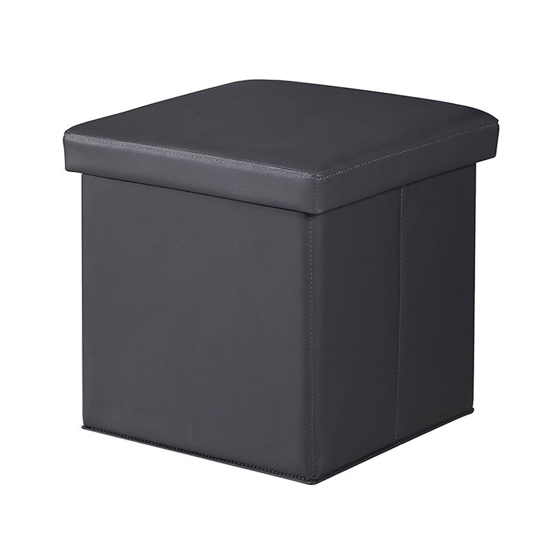 Gladdie Faux Leather Ottoman, Gray Faux Leather