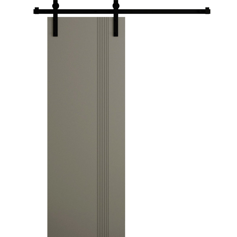 Porte de grange double moderne - ESSENTIAL 0777 - Ensemble de rail de 13 pi - Portes intérieures à panneau plein, 1