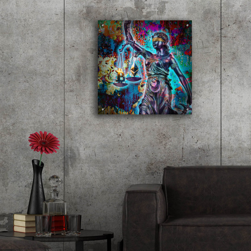 «Crypto Is Justice», art mural en verre acrylique, H 24 po x l 24 po