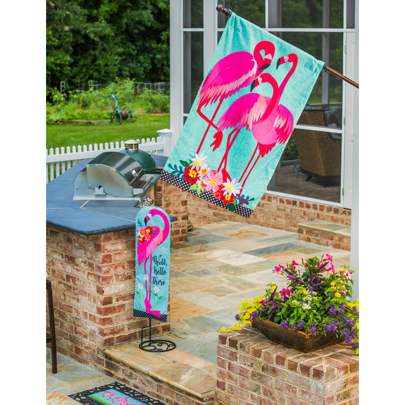 Polyester 44 x 28 po flamant rose 2 côtés drapeau maison
