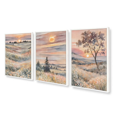 Sunset in Blooming Valley Set of 3 Prints