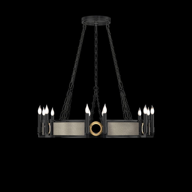 Lustre rond l 35,75 po Mirage, Coco / noir mat / laiton