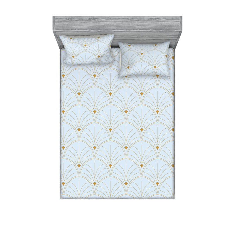 Microfiber Floral Sheet Set, Pale Blue/Sand Brown, Full Sheet Set + 2 Pillowcases
