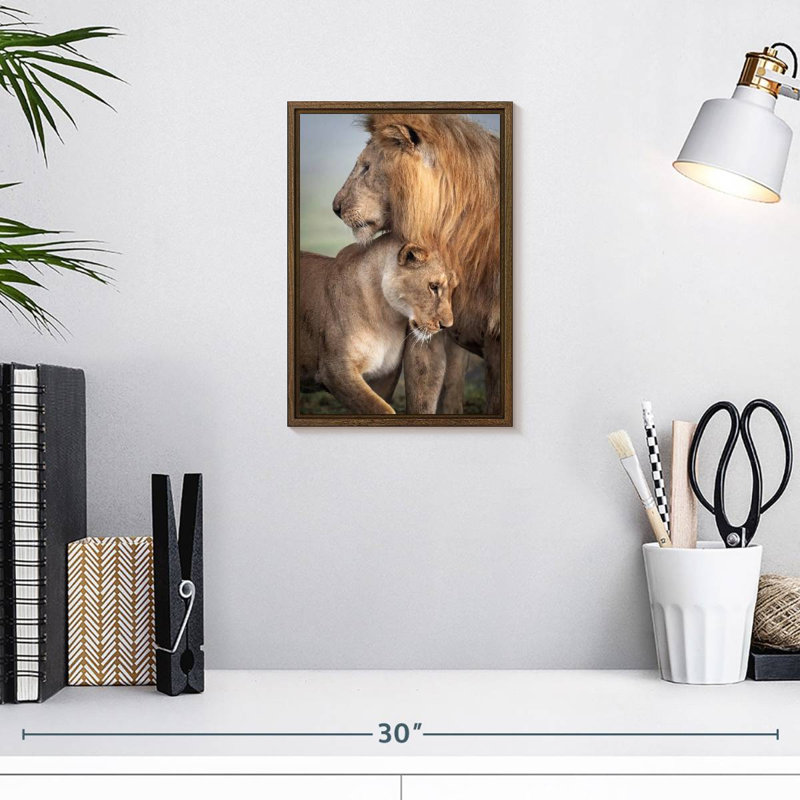 Amour sauvage, 9" x 13", Cadre flottant noyer