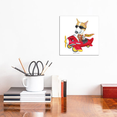 Corgi In Red Plane by Danny Gordon - Print on Canvas
