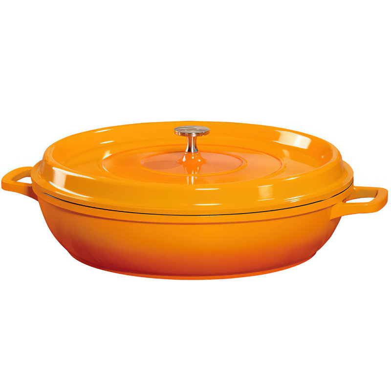 GET Braisière ronde antiadhésive en aluminium coulé avec couvercle, Blanc, 3 pintes
