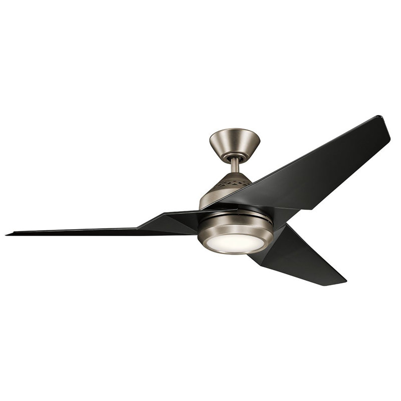 Camptown 60cm Ceiling Fan with LED Lights, Antique Pewter, Satin Black