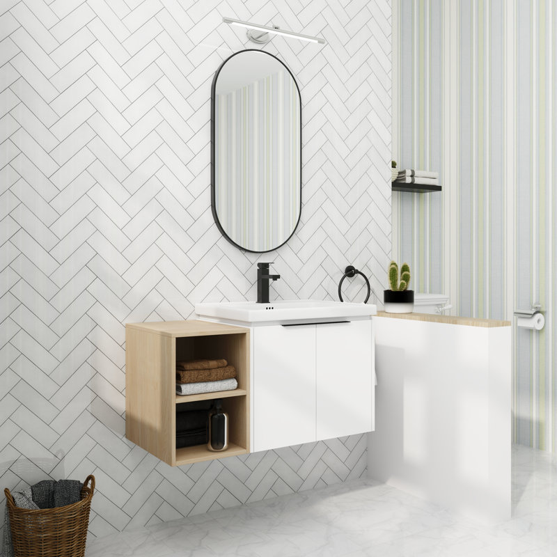 Ensemble de meuble-lavabo simple 35,82 po avec plateau en céramique Sijtse