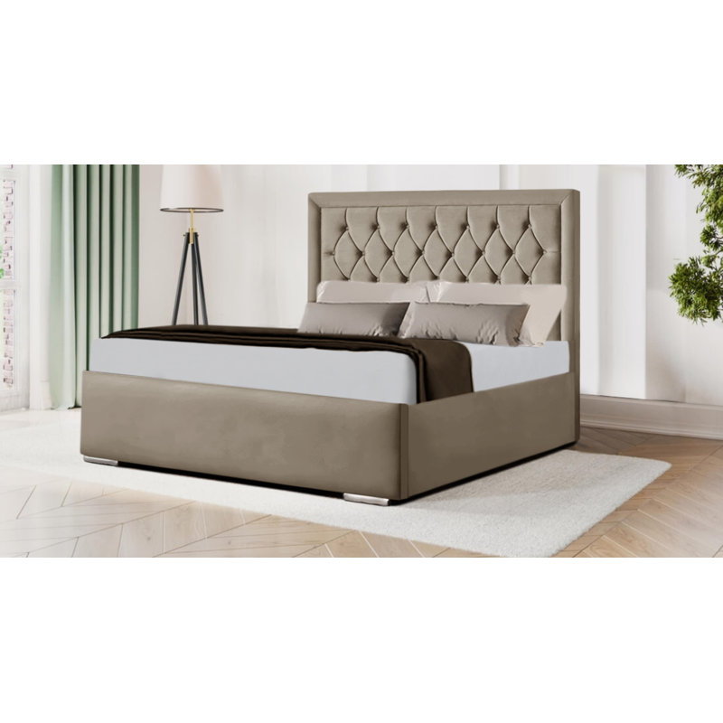 Barbla Upholstered Bed, Coffee, Double (4'6)