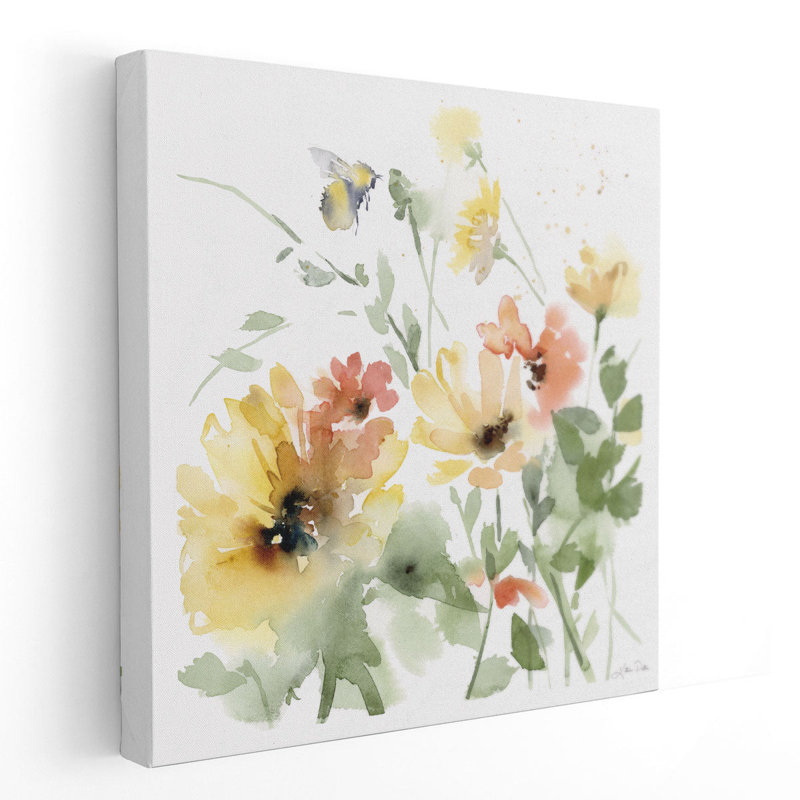 Tournesol prairie I - reproduction d'art sur toile, H 12 po x l 12 po