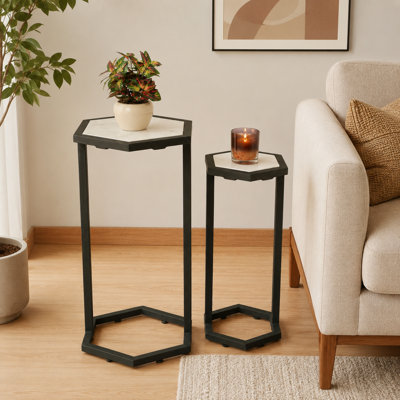 Nesting Tables |  Marble Side Tables | Set of 2 End Tables for Living Room