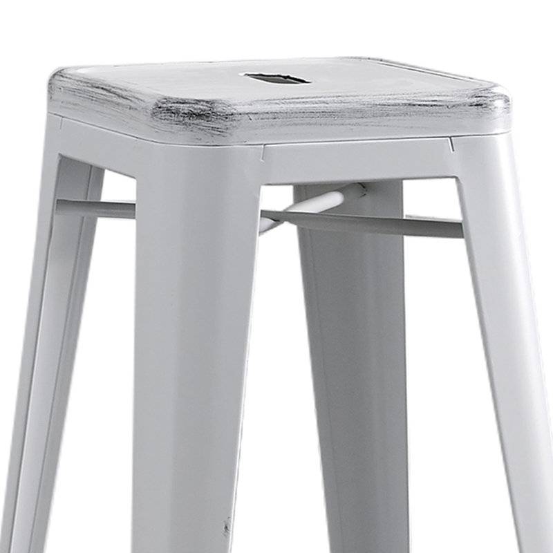 Tabouret de bar et de comptoir en métal de style champêtre rustique Kendraya, Sable blanc mat, Sable blanc mat