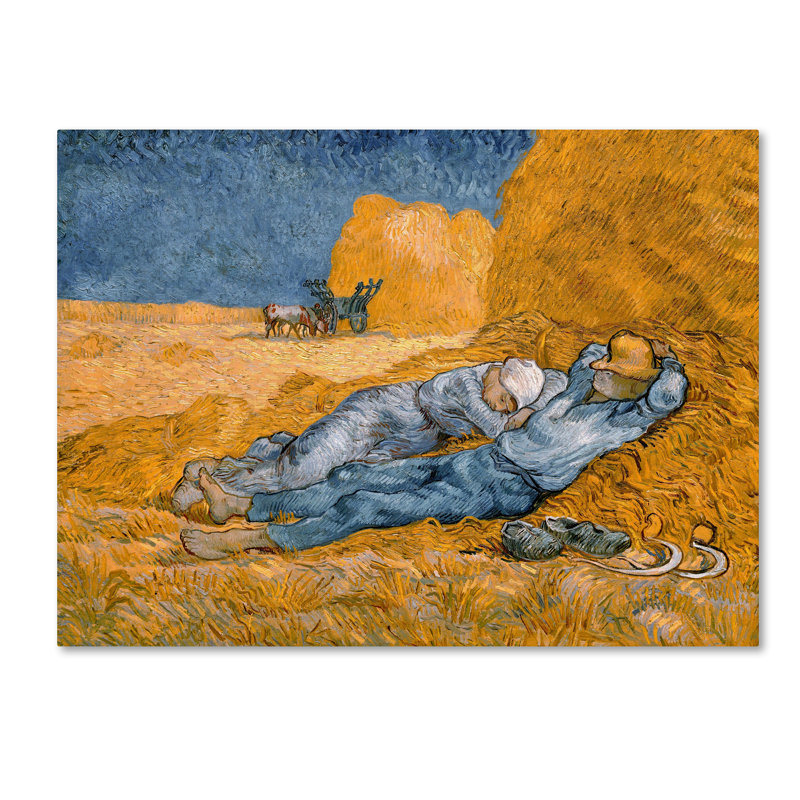 «Rest From Work» par Vincent Van Gogh - reproduction d'art sur toile tendue, H 35 po x l 47 po