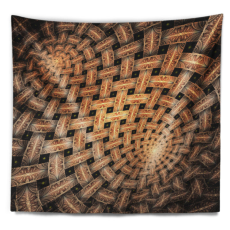 Tapisserie à fleur abstraite brune symétrique, H 32 po x l 39 po