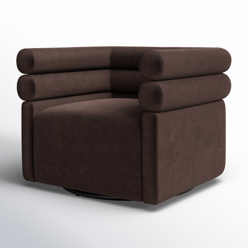 Evie Swivel Chair-Hampton Cream, Surrey Cocoa Cotton Blend