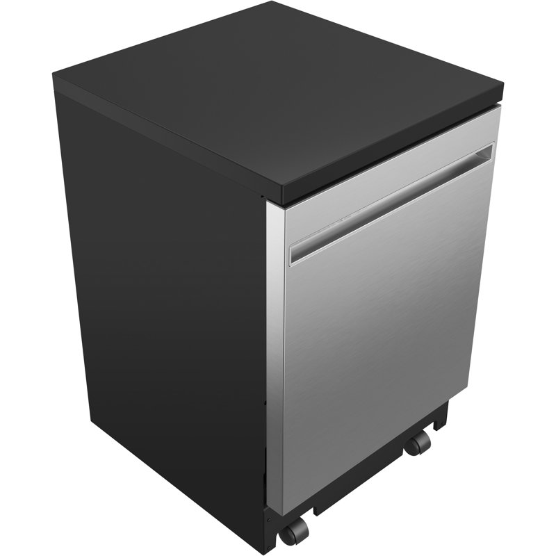 GE® ENERGY STAR® 24" Stainless Steel Interior Portable Dishwasher with Sanitize Cycle, Stainless Steel