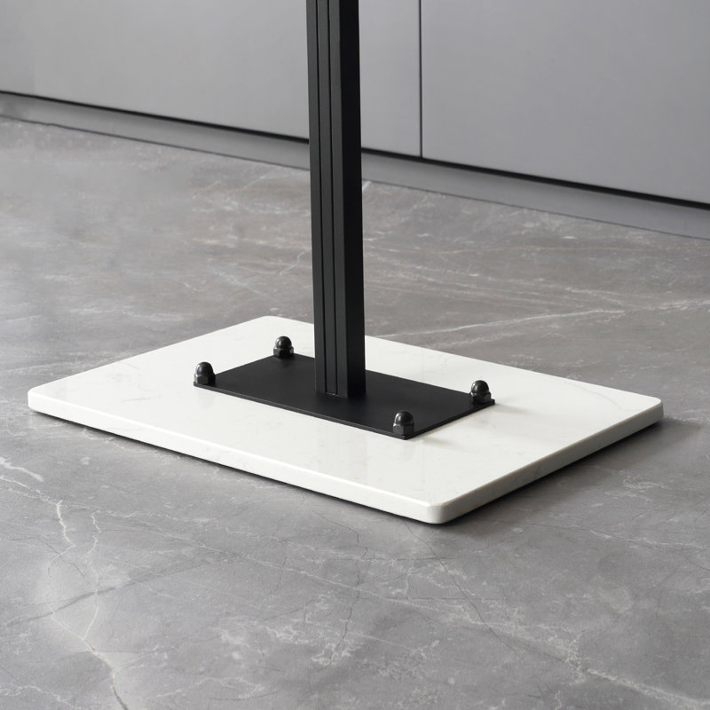 Steel Freestanding 8 - Hook Coat Rack with Elegant Marble Base, Rectangular Tube Tree-Shaped Style