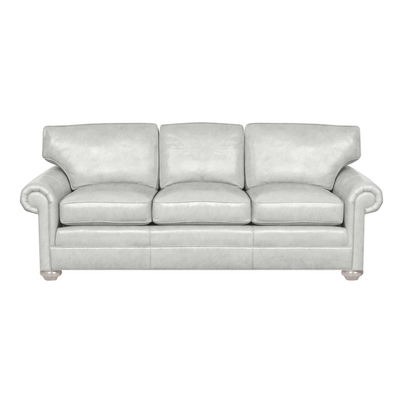 Canapé-lit 85 po Main, Gris colombe, Cuir véritable Regent Chalk