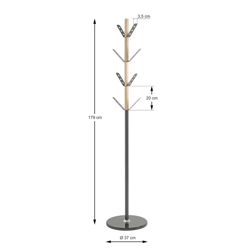 Metal Freestanding 8 - Hook Coat Rack, Anthracite