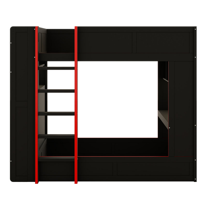 Lit superposé multifonctionnel avec bureau, tablettes, DEL et station de charge