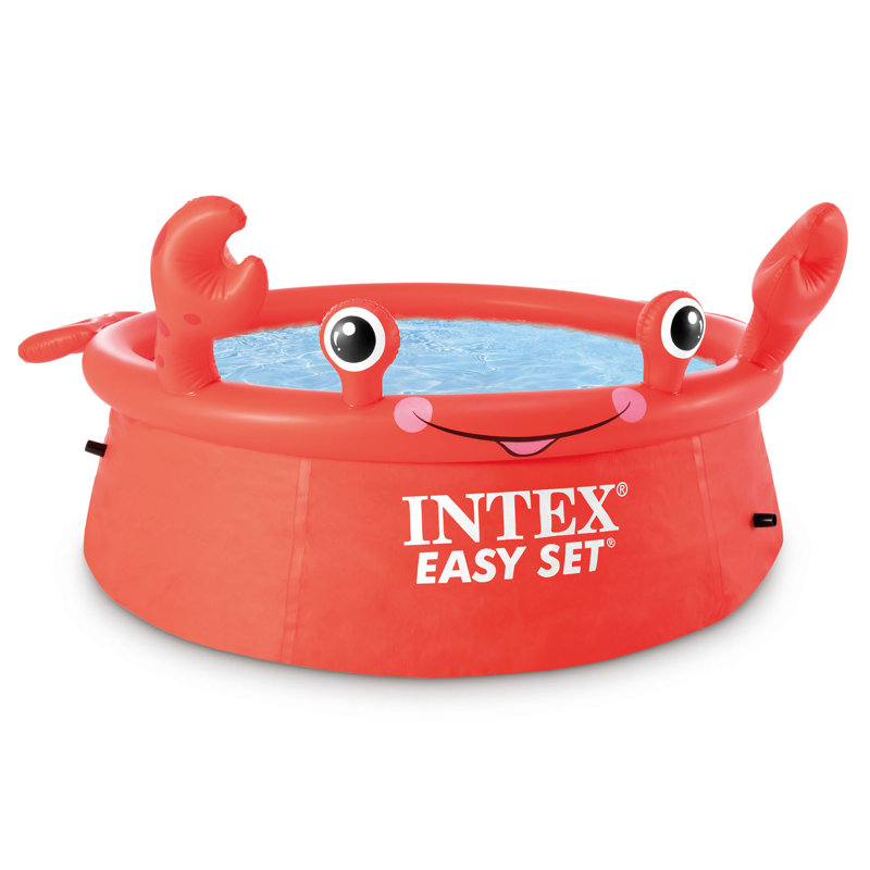 Intex Happy Crab Easy Set 6ft x 20in Round Inflatable Ring Kiddie Pool