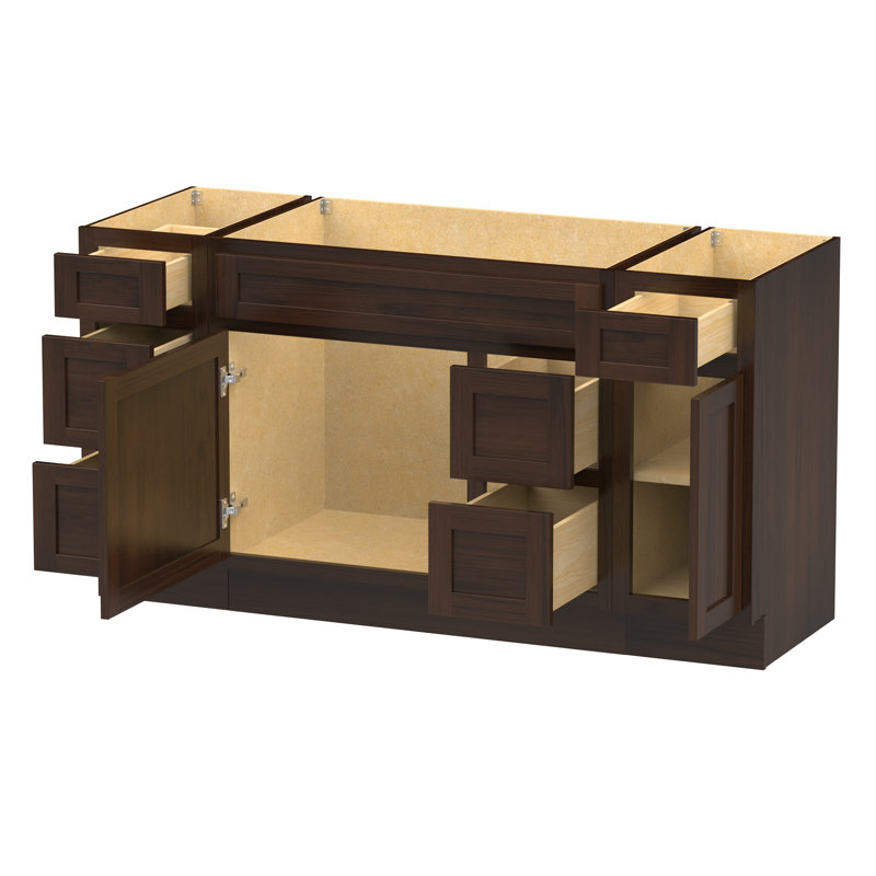 Base de meuble-lavabo simple 60 po seulement, Brun