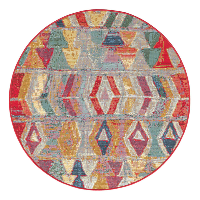 Tolland Multi Tamarindo Indoor/Outdoor Modern Rug, Round 4'1"