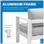Ensemble de conversation modulaire en aluminium 4 pièces pour patio, canapé 7 places avec coussins gris clair épais et structure blanche et table basse