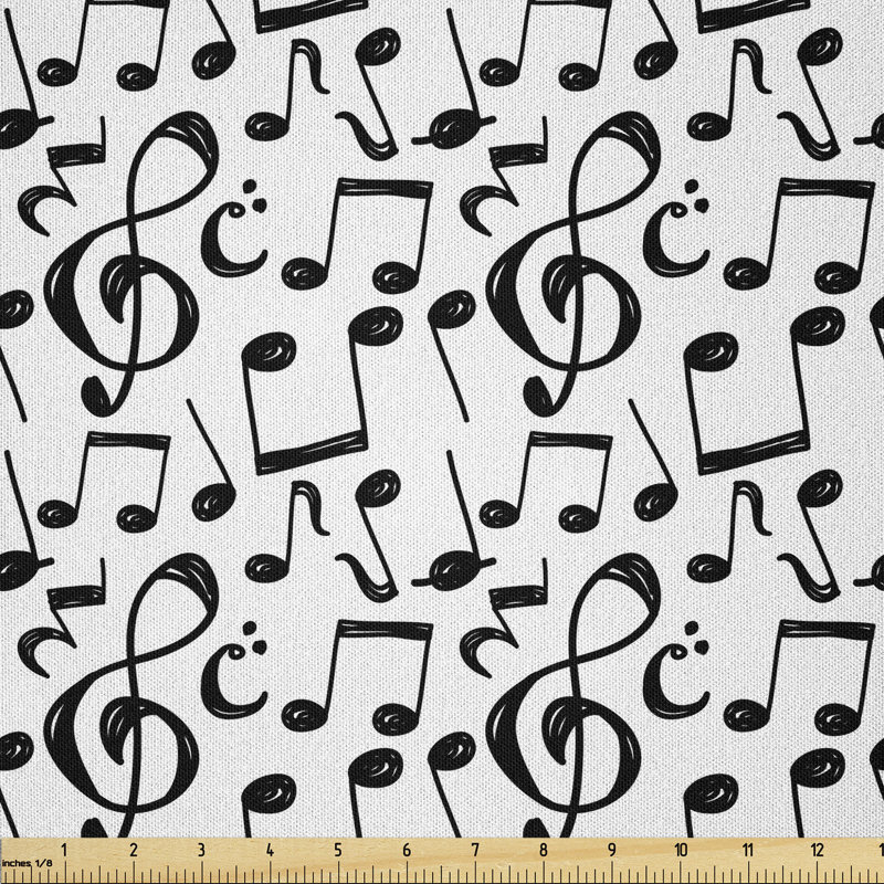 Dalida Sketchy Musical Notes and Melody Entertainment Fine Arts Theme Pattern Fabric