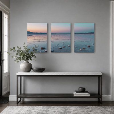 Ensemble de 3 toiles murales représentant des paysages de coucher de soleil, idéales pour la décoration du salon, de la chambre ou de la maison.