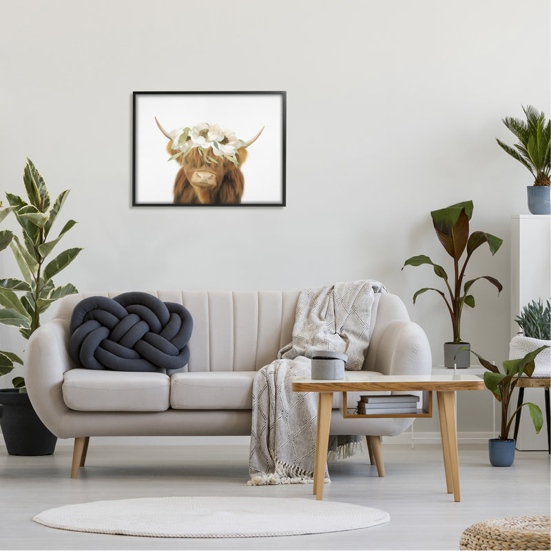 Bouvier Highland, couronne de fleurs blanches, conception minimale par Leah Straatsma - impression