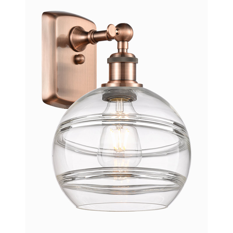 Applique murale 1 lumière Ballston Bienes, Transparent, H 10,88 po x l 8 po x P 8,13 po, Cuivre antique